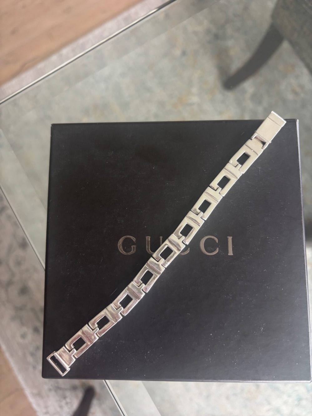 Gucci 925 Silver Geometric Link Bracelet 35 gm of silver